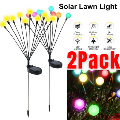 8 LED Solar Firefly Lights 2 Pack Swaying Outdoor Garden Pathway Landscape Decor