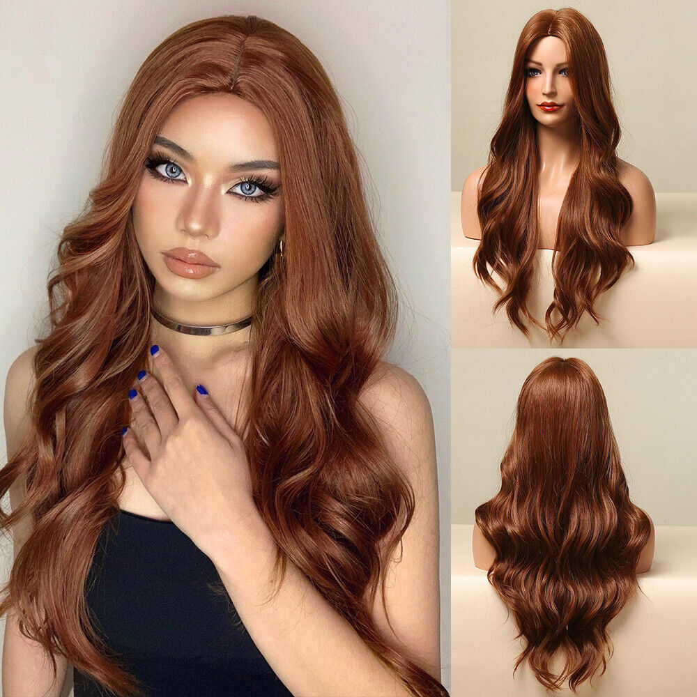 Long Wavy Wigs with Bangs Cosplay Party Synthetic Hair Wigs for Black Women