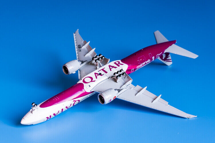 1:400 JC Wings QATAR BOEING 777-300ER Passenger Airplane Flap Down Diecast Model