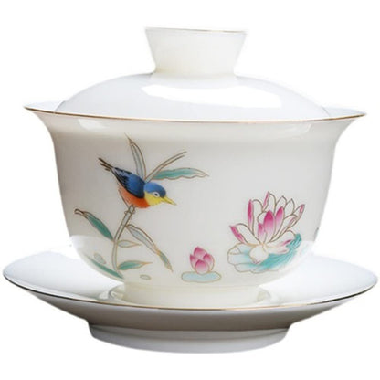 170ml Dehua Gaiwan Ceramic Home Kung Fu Tea Cup Bowl Tea Set Tureen Tea