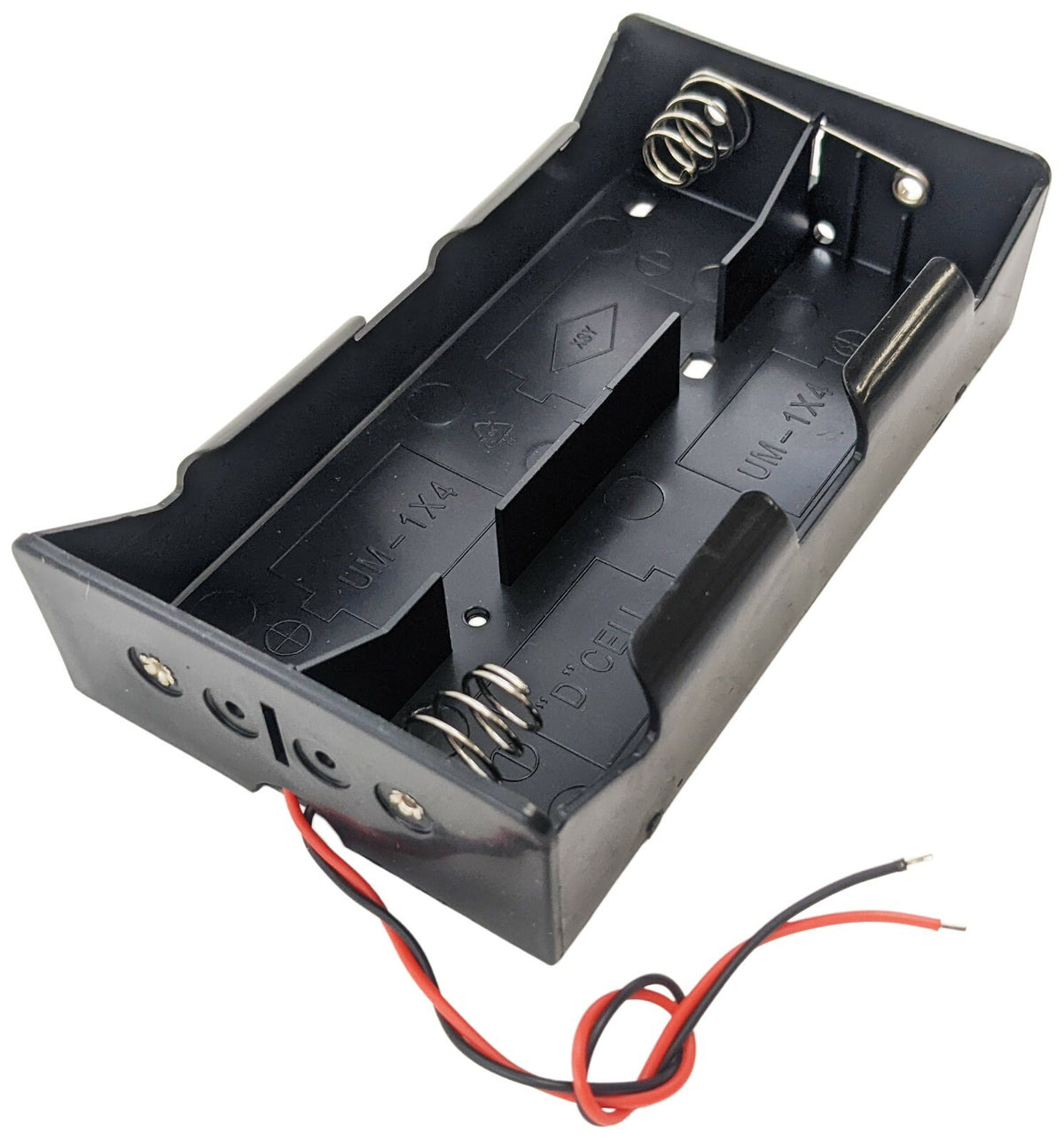 4 'D' Cell Battery Holder with Wire Leads, Plastic Case (5.22" x 2.91" x 1.22")