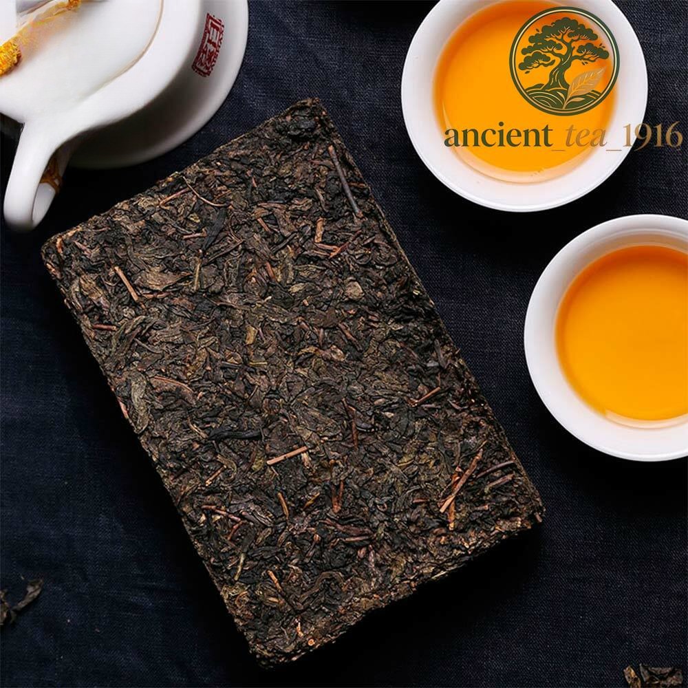 318g Anhua Baishaxi 1953 Hei Cha Royal Fu Cha Dark Tea Golden Flower Brick Tea