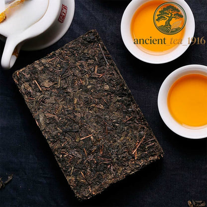 318g Anhua Baishaxi 1953 Hei Cha Royal Fu Cha Dark Tea Golden Flower Brick Tea