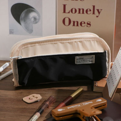 Fashion Canvas Pencil Bag Large Pencil Case Holder Student Organizer Zipper 1 PC
