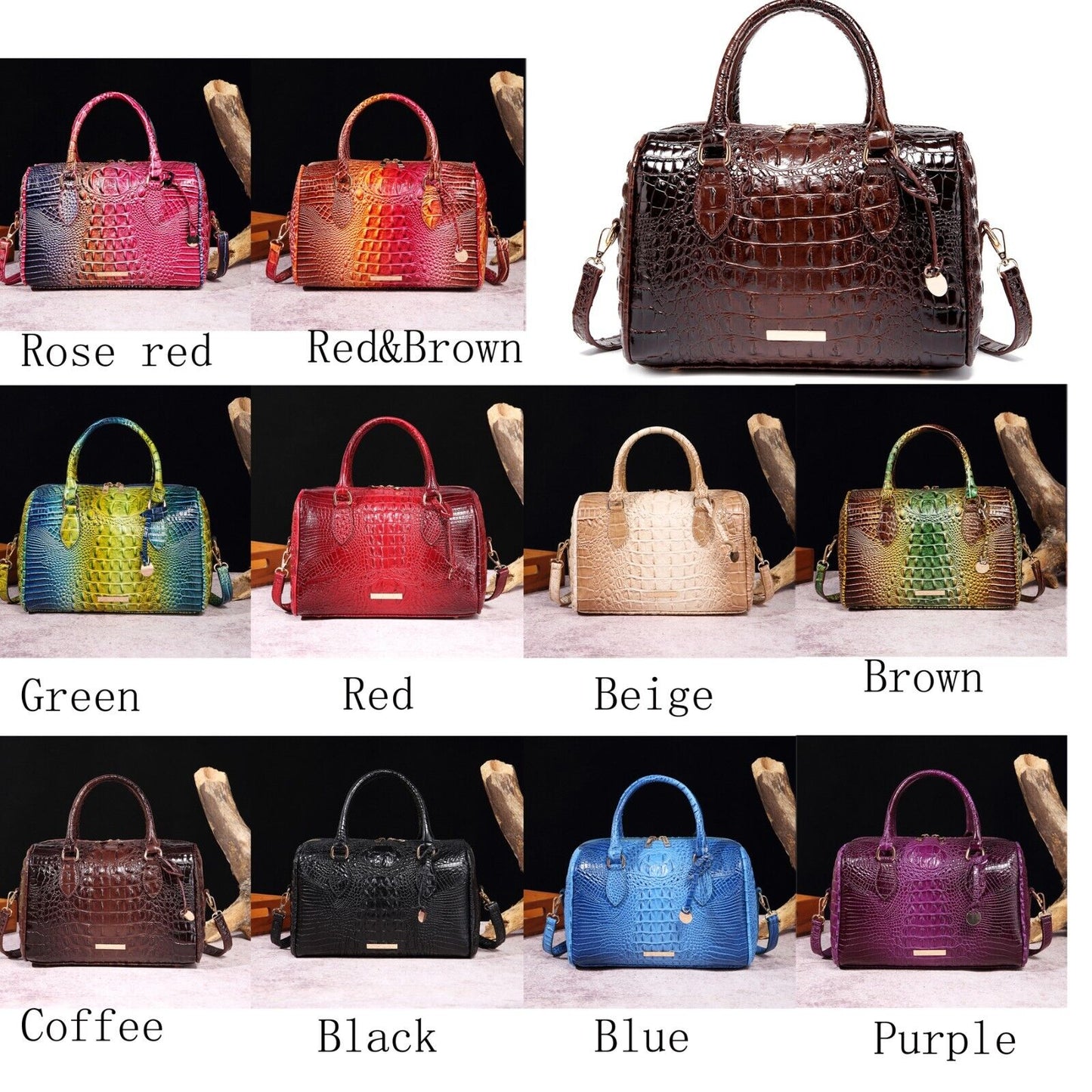 Women Patent Leather Crocodile Handbag Sling Satchel Tote Shoulder Bag Party Bag