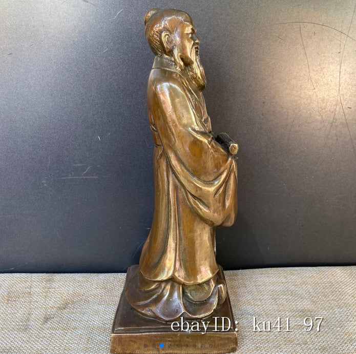 8.4" China Antique Bronze Purely Handmade Ming Xuande Mark Zhuangzi Statue