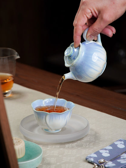 Jingdezhen Kiln Change Glaze Pot Flower Cup Handmade Ceramic Pot Cup Tea Set