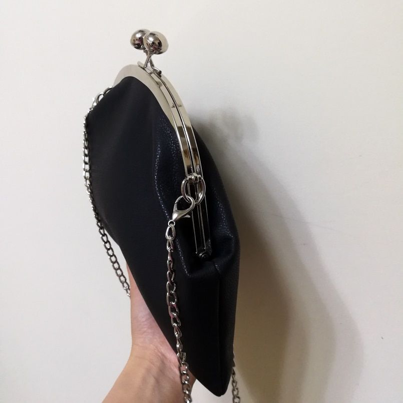 Handbag Vintage Simple Style Chain Clip Kiss Lock Shell Shoulder Messenger Bags