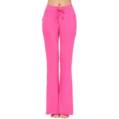 Women Casual Flared Trousers Long Pants Baggy Elastic Yoga Dance Sports Pants