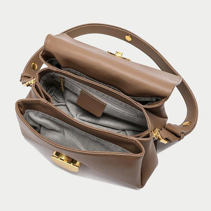 Fashion Split Leather Bag Shoulder Messenger Handbag Beige Flap Crossbody Bags