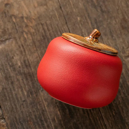 300ml Chinese Persimmon Ceramic Tea Caddy Tea Jar Portable Coffee Storage Box
