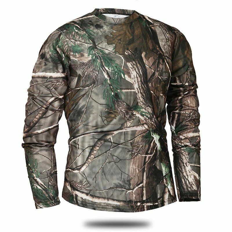 Quick-dry Camouflage Long sleeve T-shirt Outdoor Tactical Hunting Hiking Camping