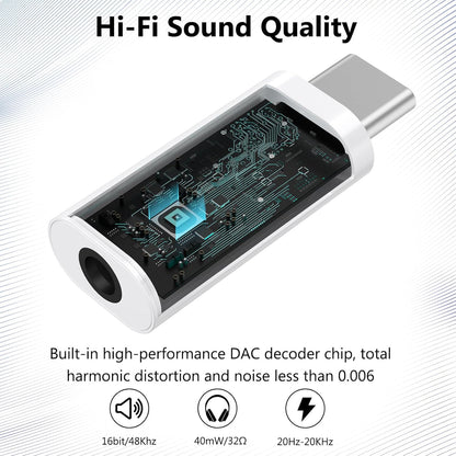 USB-C Type C Adapter Port to 3.5MM Aux Audio Jack Earphone Headphone Car Lot