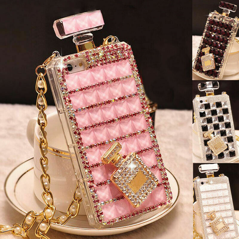 For iPhone 17 Pro/16 Pro Max/15/14/13 Bling Glitter Diamond Perfume Bottle Case
