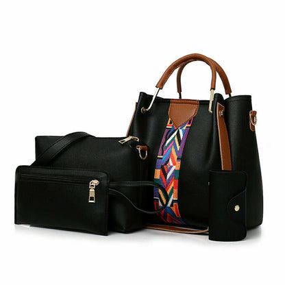 4Pcs/Set Women Lady Leather Handbags Messenger Shoulder Bags Tote Satchel Purse