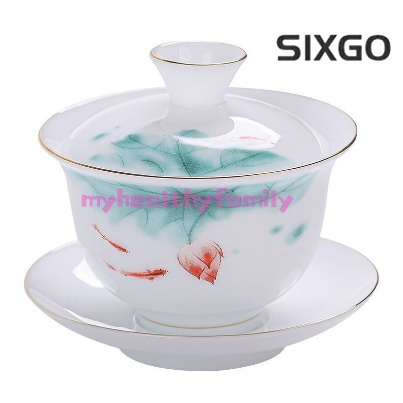 1pc Ice Jade Porcelain Gaiwan Ceramic San Cai Tea Bowl Household Tea Maker