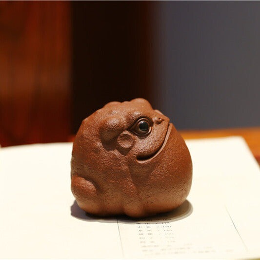Handmade Mascot Yixing Zisha Tea Pet Wealthy Toad Statue Family Ornament Small