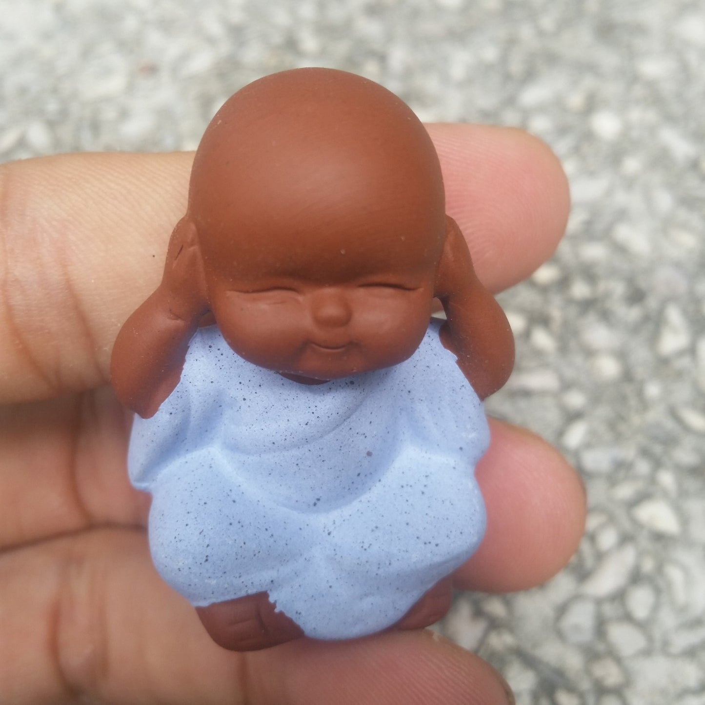 yixing zisha tea pet mini tea play handmade craft creative monk blue one piece