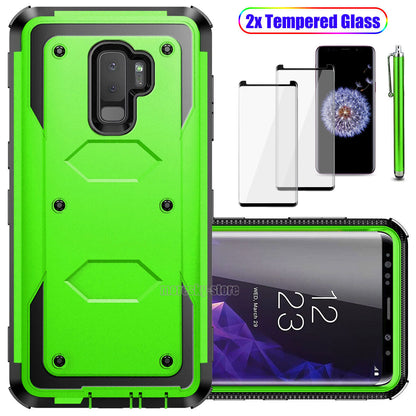 For Samsung Galaxy S9 /S9 Plus Case Impact Hard Cover / Tempered Glass Protector