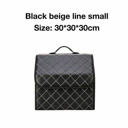 Car Trunk Storage Organizer Bag PU Leather Box Folding Stowing Tidying SUV Broad