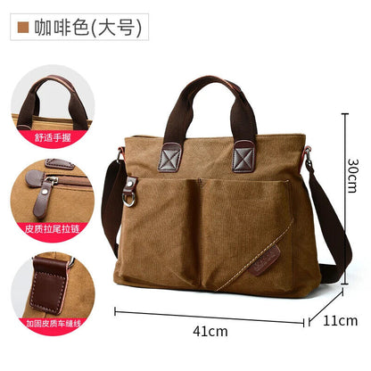 Canvas Men Handbag 14 inch Laptop Shoulder Bag Business Retro Messenger Bags