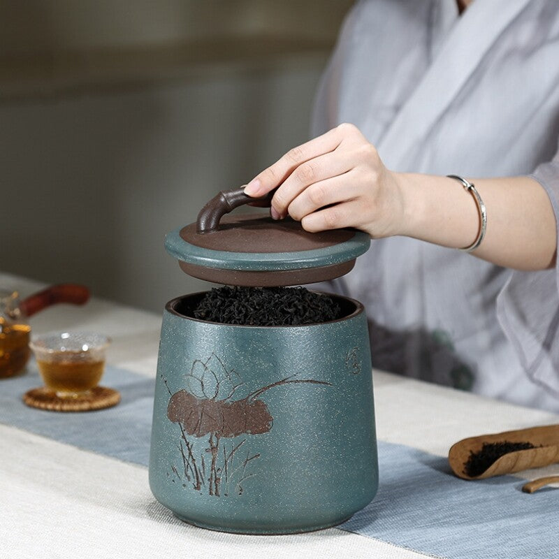 China Tea Caddy True Yixing Zisha Sealed Canister & Lid Handmade For Loose Tea
