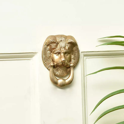 Antique Look Brass Lion Head Door Knocker Ring Door Bell Home Decor