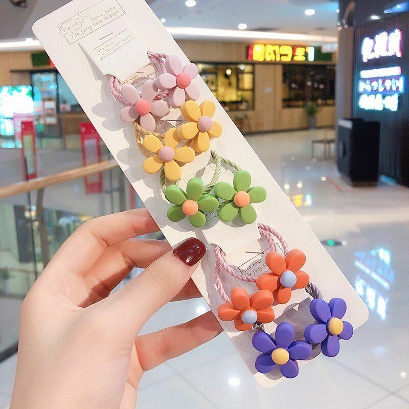 Hair Bands 10/20 Pcs/Bag Shiny Flowers Baby Scrunchies Rubber Kids Accessories