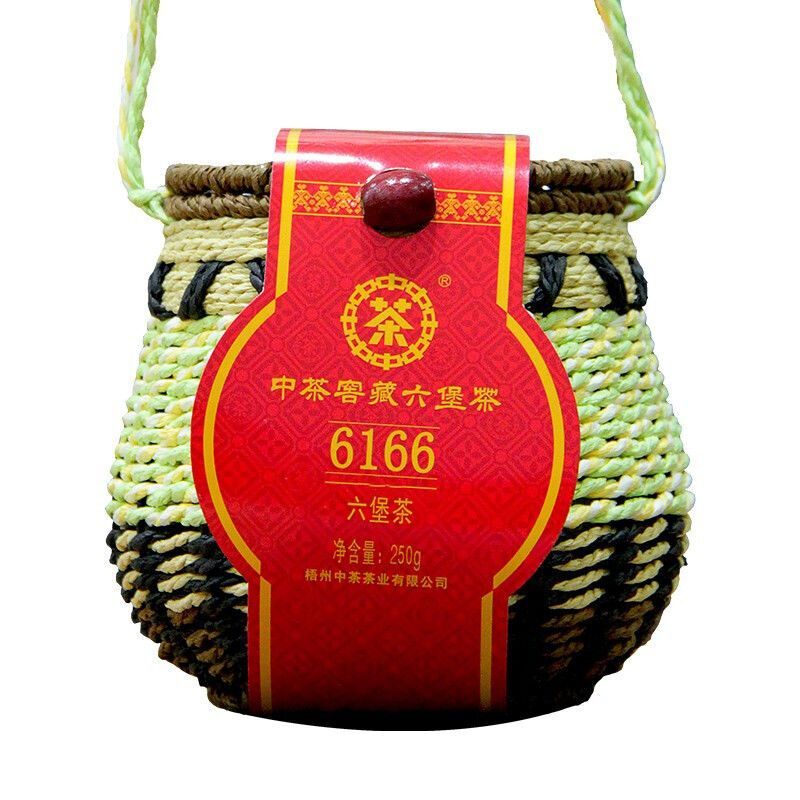 CHINA TEA 6166 Aged Wuzhou Dark Tea Liu Pao Hei Cha Liu Bao Black In Basket 250g