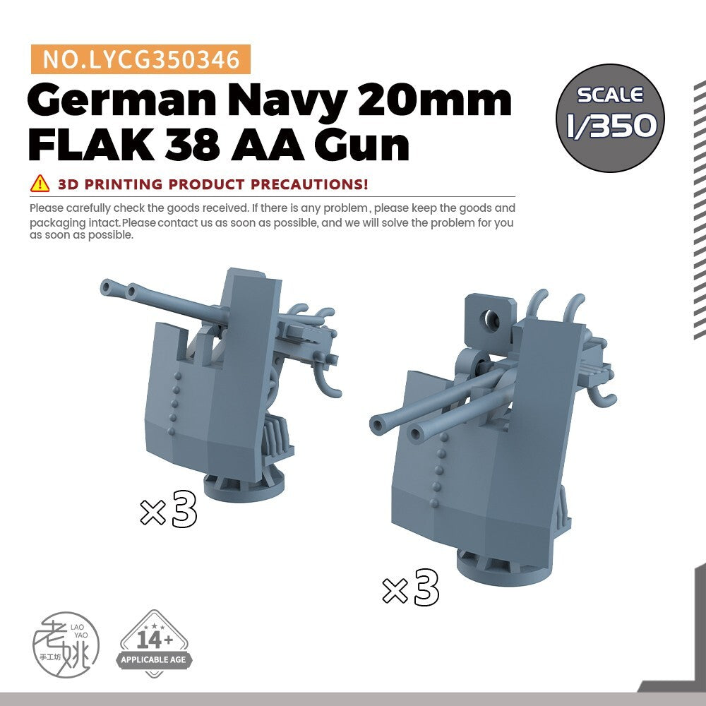 LYCG350346 1/350 Model Upgrade Parts German Navy 20mm FLAK 38 AA Gun
