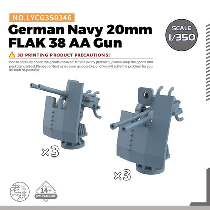 LYCG350346 1/350 Model Upgrade Parts German Navy 20mm FLAK 38 AA Gun