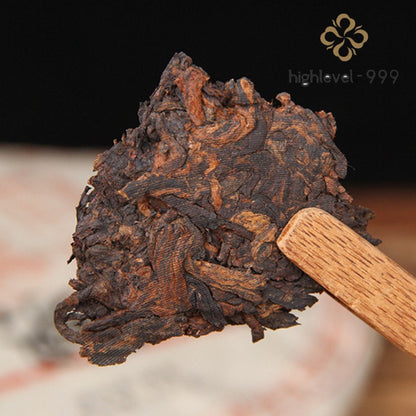 357g Ripe Pu'er Tea Cake Dry Stored Yunnan Menghai Aged Rich Compressed Tea
