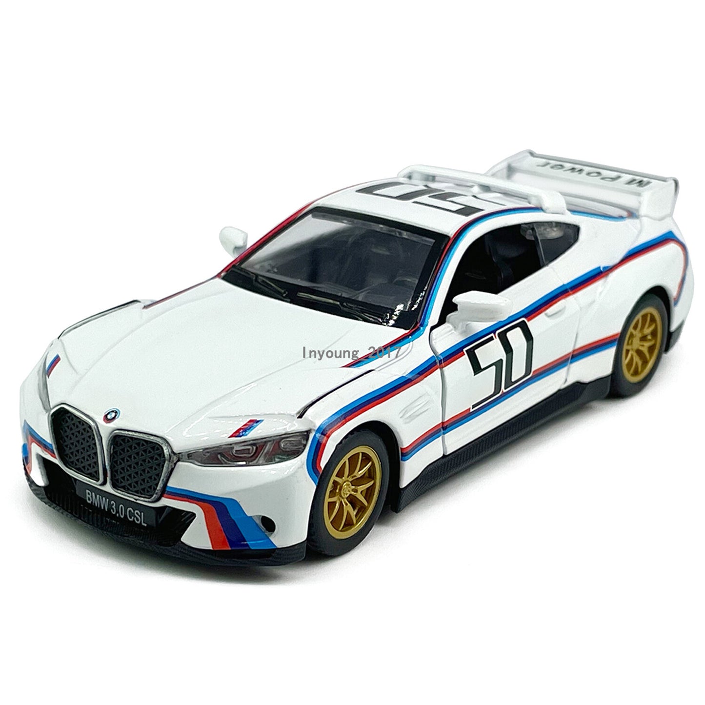 1/42 Scale BMW 3.0 CSL Model Car Diecast Toy Cars Boys Toys for Kids Gifts White