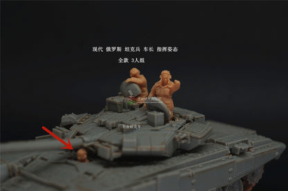 1/72 1/64 1/87 Modern Russian Tank Troopers 3-Persons Unpainted Model Ornament