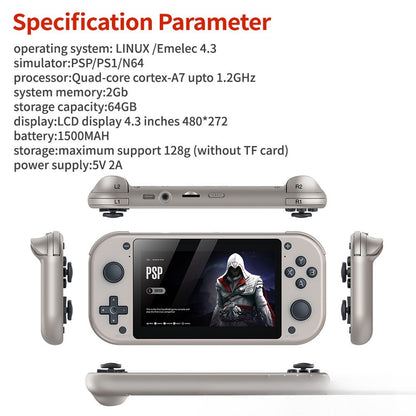 M17 game console horizontal version 4.3-inch screen 128GB with 30000 games