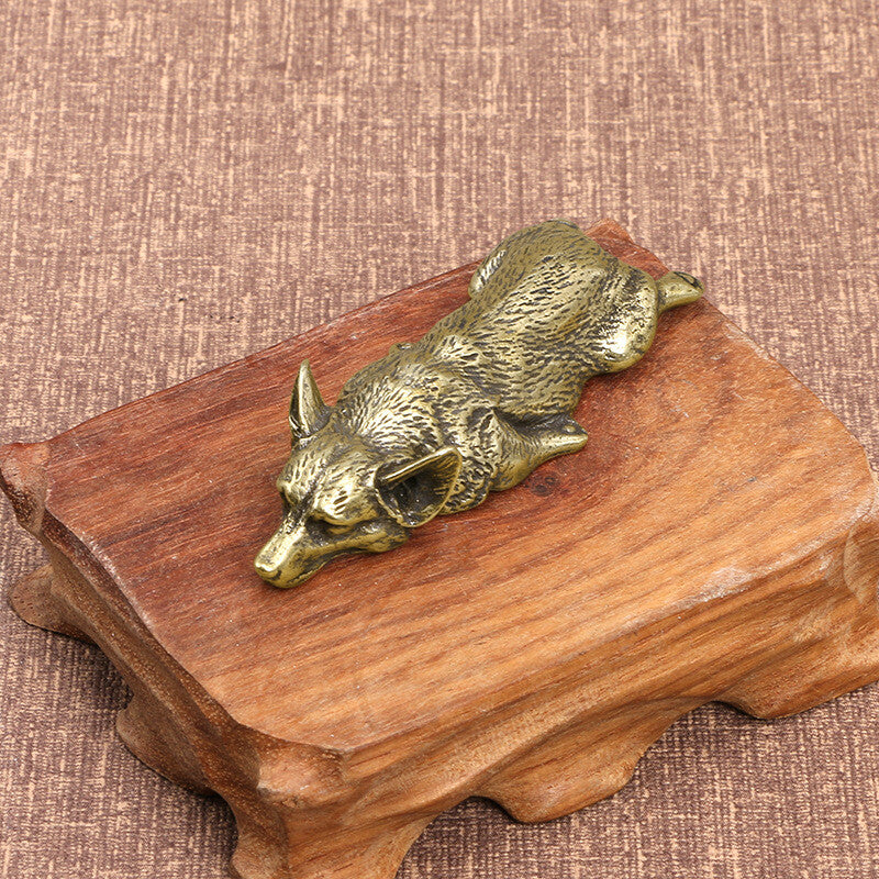 Solid Brass Corgi Dog Figurine Dog Statue Home Ornaments Animal Figurines Gift
