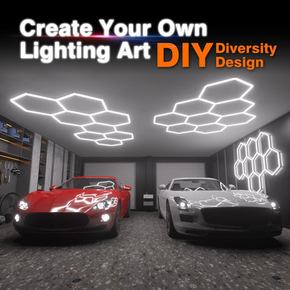 Hexagon Garage Lights: 248W 35 Pack 8 Grids LED Garage Lights - Easy Install 650