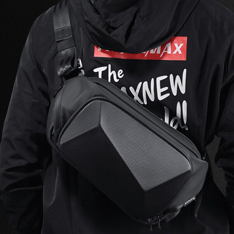 Men's Sling Backpack, Oxford&EVA Waterproof Crossbody Bag USB Port Outdoor Sport