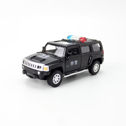 1:43 Diecast Hummer H3 Police SUV Metal Car Model Toy Pull Back Door Open Gift