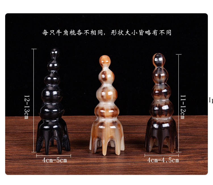 Natural ox horn massage comb through meridians head therapy anti-static comb