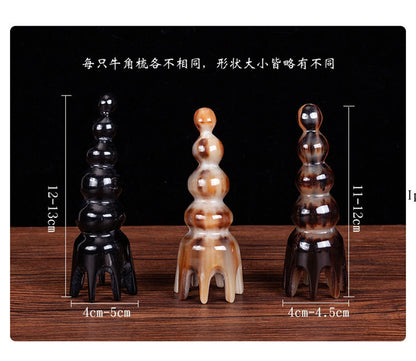 Natural ox horn massage comb through meridians head therapy anti-static comb