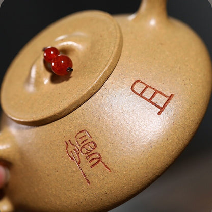 160ml Yixing Zisha Duan Clay Pot Pottery Teapot Handmade Snail Words Tea Pot