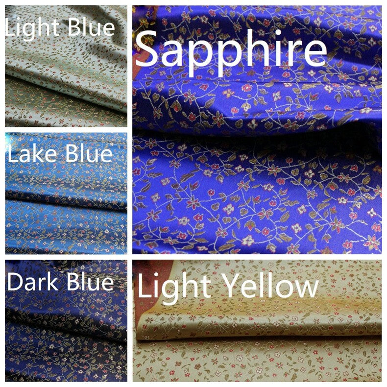 Chinese Jacquard Brocade Floral Satin Fabric for Clothes Bedding Upholstery DIY