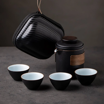 Ceramic Teapots with 4 Cups Chinese Gongfu Tea Set