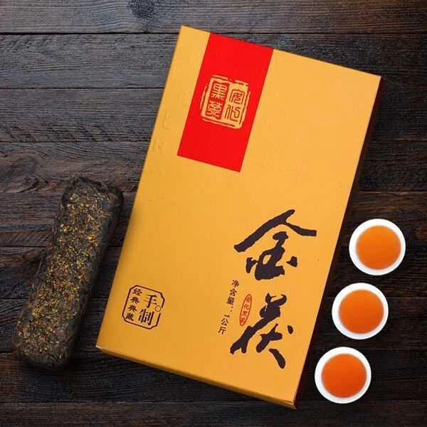 1000g Chinese Hunan Anhua Golden Flower Dark Tea*Fu Zhuan*Gold Fu Brick Tea