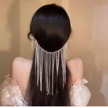 Retro Bride Hanfu Face Curtain Tassel Metal Chain Veil Ear Hook Accessory Fairy