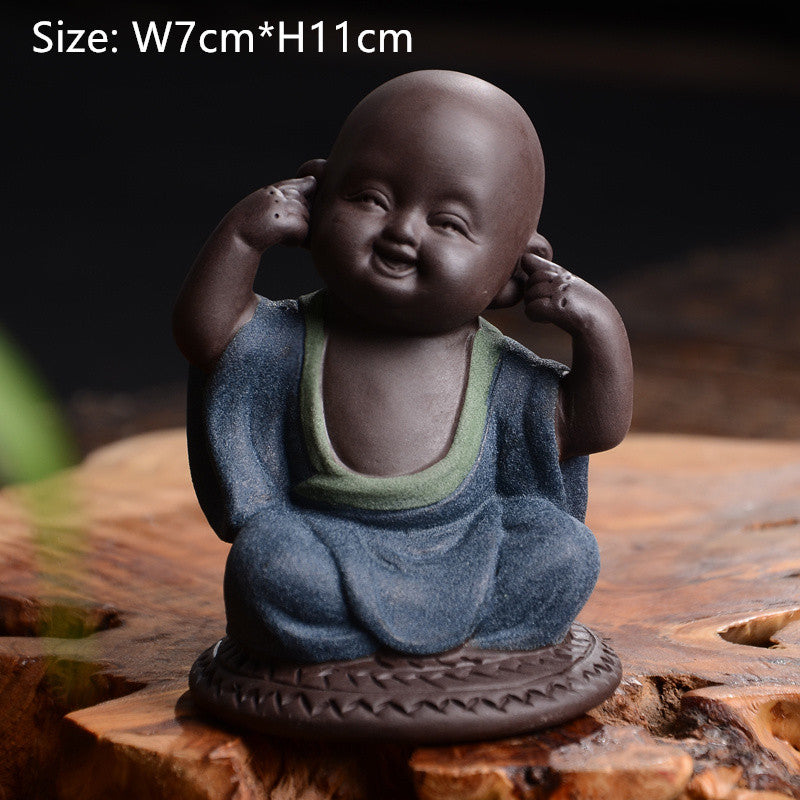 Chinese Handmade Tea Pet Statue Historical Figurine Monk Tea Play Yixing Zisha