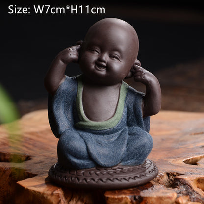 Chinese Handmade Tea Pet Statue Historical Figurine Monk Tea Play Yixing Zisha
