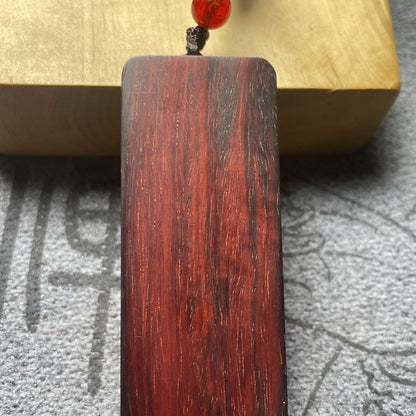 Red Sandalwood Sakyamuni Pendant 0.98×2.36in Peace Plaque Handmade Carving