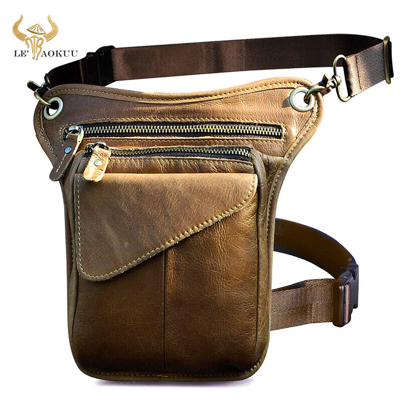 Real Leather Casual Shoulder Messenger Bag Fashion Waist Belt Pack Drop Leg Bag